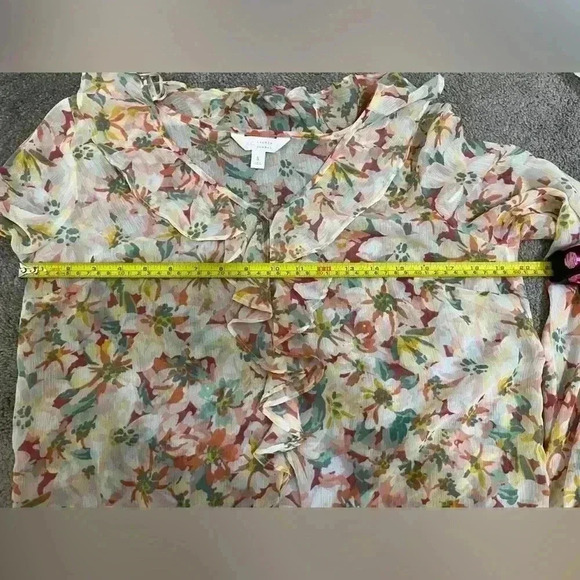 Lauren Conrad LC floral ruffled sheer blouse size small - Picture 5 of 12